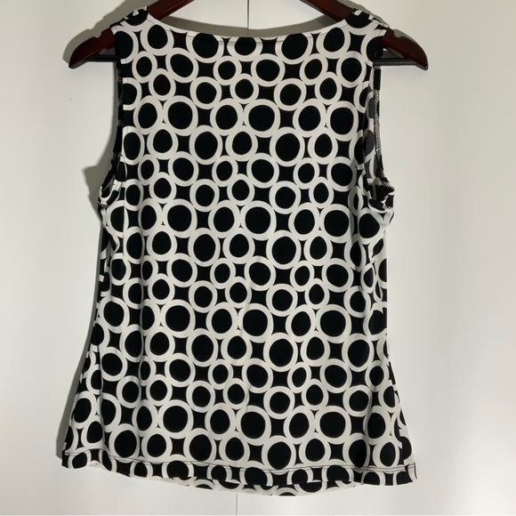 Calvin Klein NWT’s Sleeveless Draped Neckline Black White Polka Dot Blouse Sz M - Picture 10 of 15